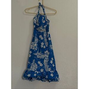 Vintage Ui Maikai Hawaiian Dress Blue S Floral Vacation Cruise